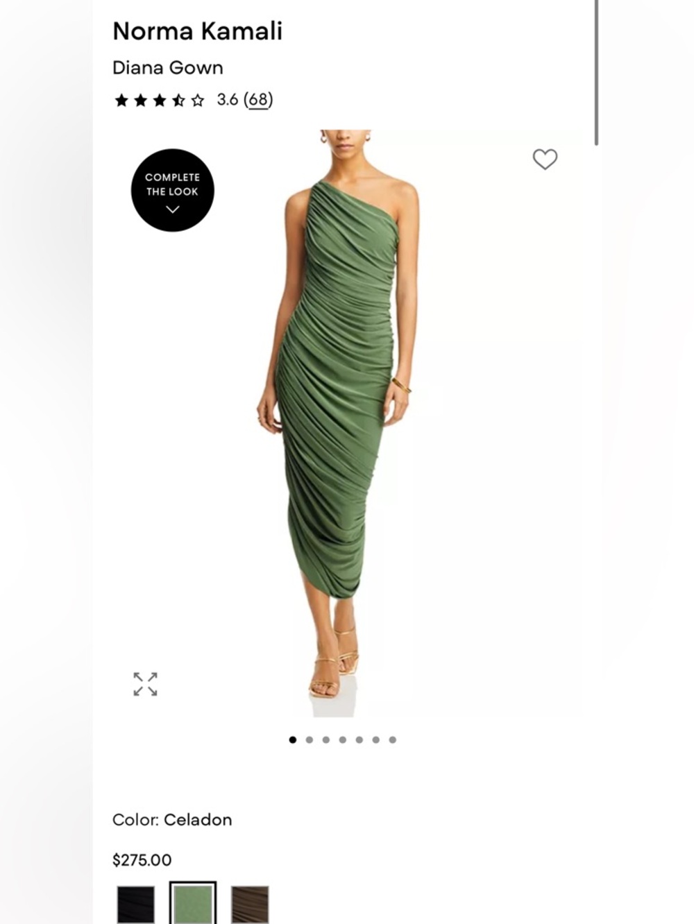 Norma Kamali Olive Green Dianna Ruched Dress